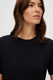 thumbnail: Selected T-shirt SLFMYESSENTIAL van katoen zwart