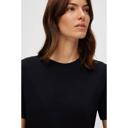 SELECTED FEMME T-shirt SLFMYESSENTIAL van katoen zwart afbeelding