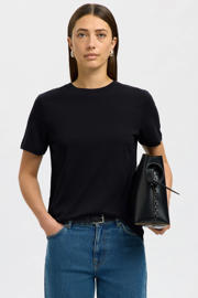 thumbnail: Selected T-shirt SLFMYESSENTIAL van katoen zwart