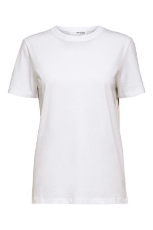 T-shirt SLFMYESSENTIAL van katoen wit