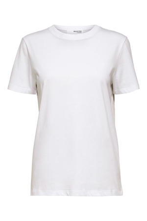T-shirt SLFMYESSENTIAL van katoen wit