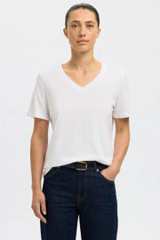 thumbnail: Selected T-shirt SLFESSENTIAL van katoen wit