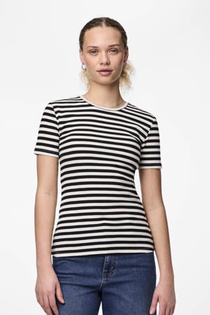gestreept T-shirt PCRUKA zwart/wit