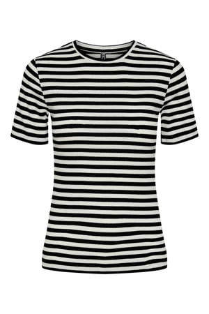 gestreept T-shirt PCRUKA zwart/wit