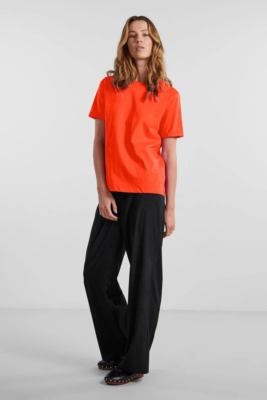 PIECES T-shirt PCRIA van katoen donkeroranje