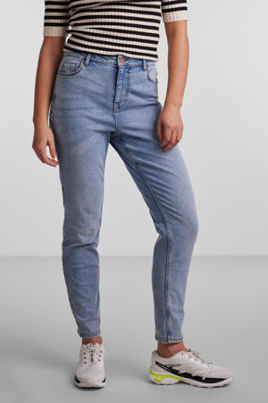 cropped high waist tapered fit jeans PCKESIA light blue