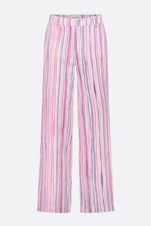 gestreepte high waist wide leg pantalon City Wide Stripe Trousers roze/lila/wit