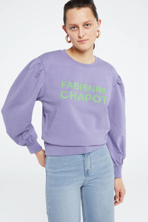 sweater Flo Sweater met logo en plooien lila/groen