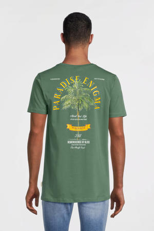 regular fit T-shirt met backprint forest green