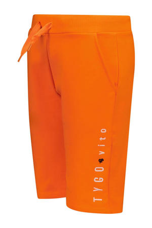 sweatshort met logo oranje