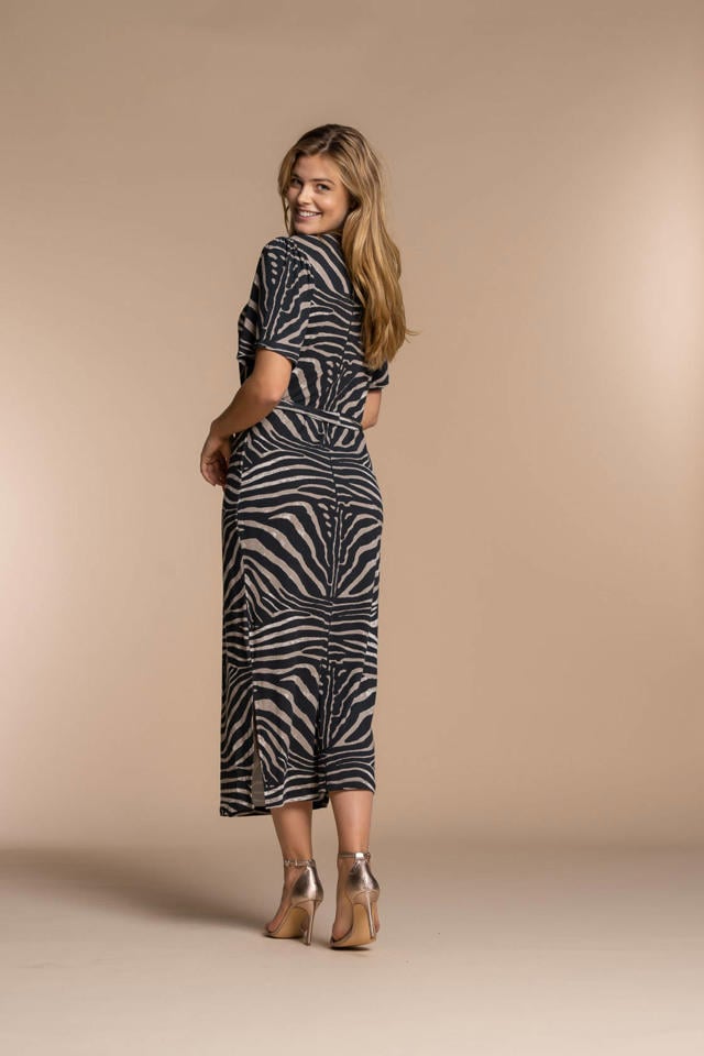 Maxi Dress Geisha Rok Zebra Print Geisha Dames Maxi-dress Met V