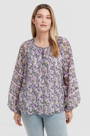 blouse met bloemenprint lila