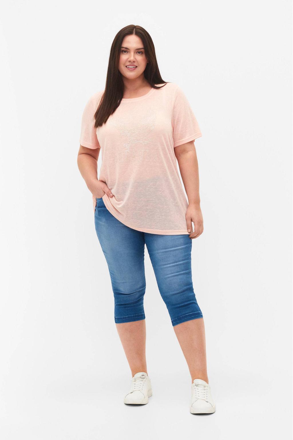 Zizzi high waist skinny capri jeans AMY lichtblauw denim