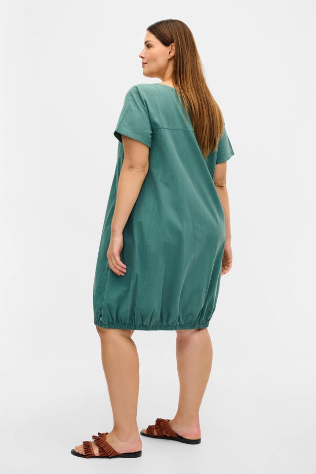 Picknicken verkenner duidelijkheid Zizzi korte jurk met elastische boord JEASY groen | wehkamp