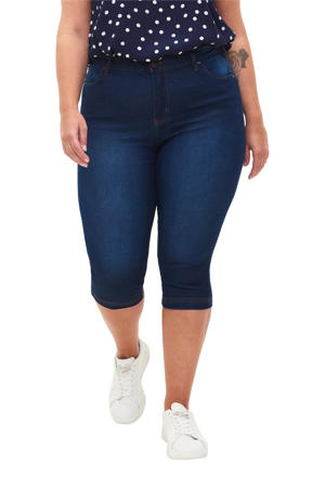high waist skinny capri jeans AMY donkerblauw denim