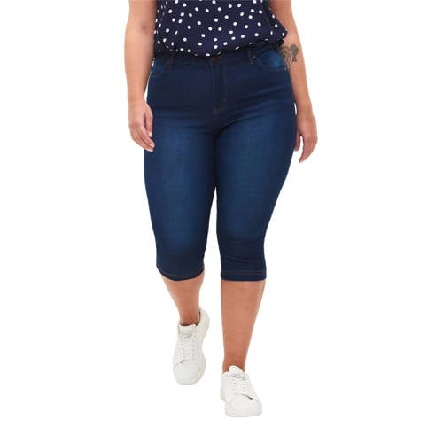 Zizzi high waist skinny capri jeans AMY donkerblauw denim