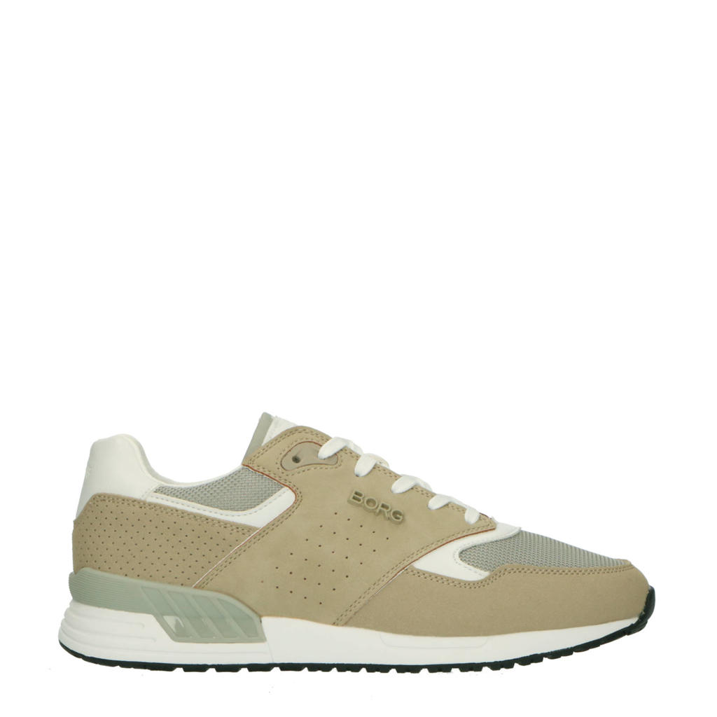 Beige en grijze heren Björn Borg R140 BLK M suède sneakers met veters