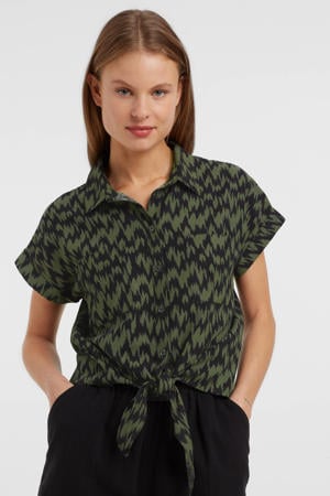 blouse met knoopdetail print
