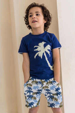 T-shirt met printopdruk donkerblauw