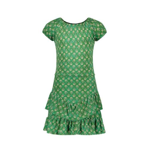 Like Flo A-lijn jurk met all over print en volant groen