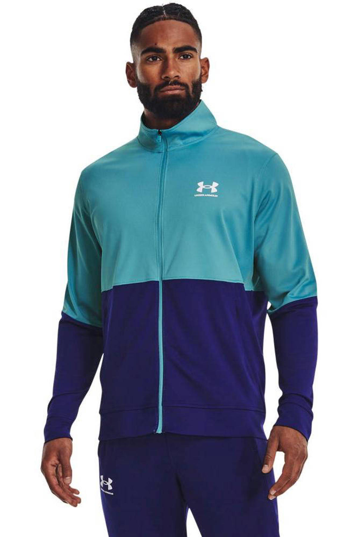 Under Armour sportvest Pique blauw/donkerblauw wehkamp