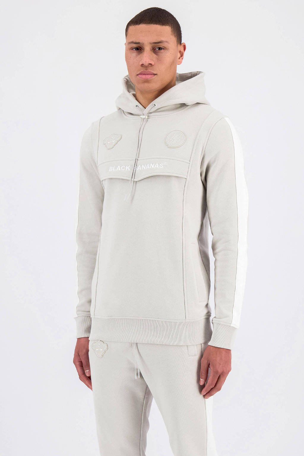 BLACK BANANAS hoodie ANORAK met logo lichtgrijs wehkamp