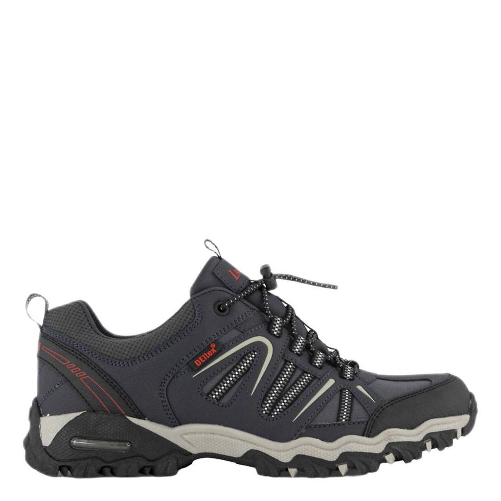 Donkerblauwe heren Landrover wandelschoenen van imitatie leer/rubber/mesh met elastische veters