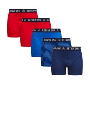   boxershort Youp - set van 5 rood/blauw/donkerblauw