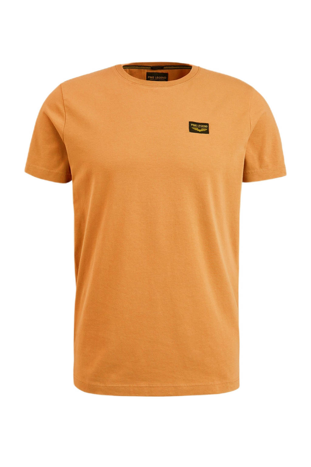 Oranje heren PME Legend regular fit T-shirt van stretchkatoen met korte mouwen en ronde hals