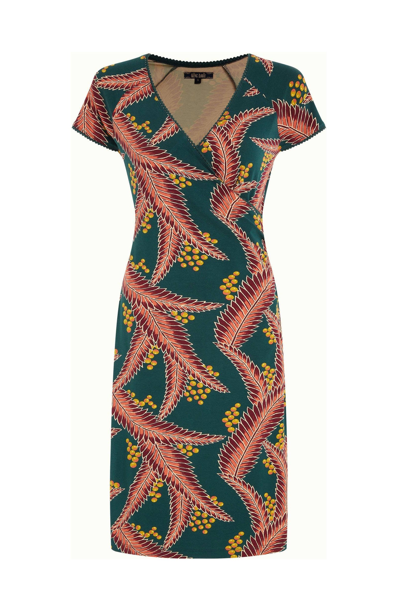 King Louie Jurk Cross Dress Monserrat Met All Over Print Groen/roze ...