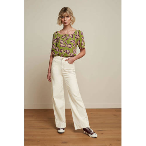 King Louie high waist wide leg jeans Marcie Pants Safari Denim met biologisch katoen ivoor