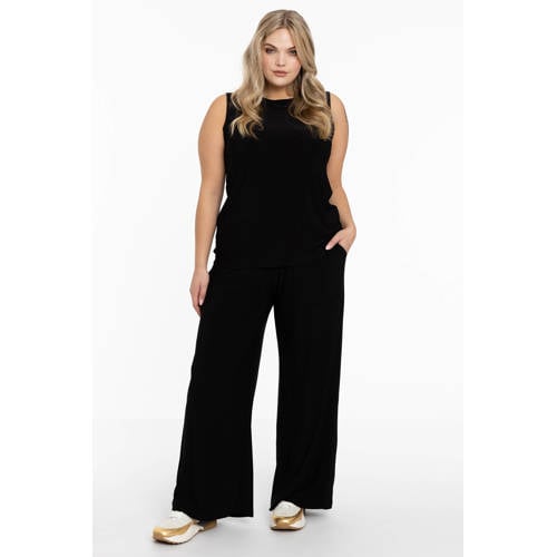 YOEK loose fit broek DOLCE van travelstof zwart afbeelding