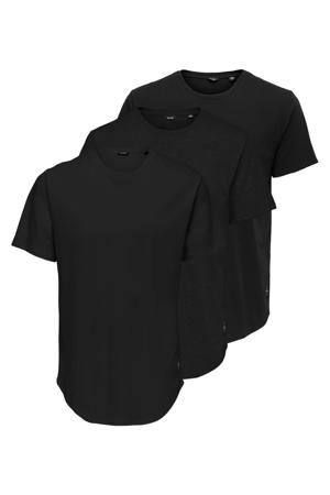 T-shirt ONSMATT (set van 3) zwart