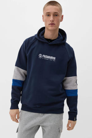 hoodie met printopdruk blauw/zwart