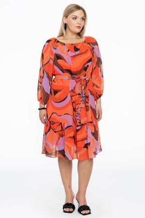 Blauwe Off-Shoulder Rib Jurk met Tailleband Blauwe Off-Shoulder Rib Jurk met Tailleband