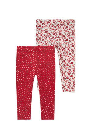 legging - set van 2 rood/all over print