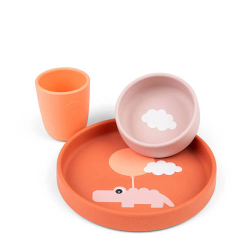 Done by Deer Siliconen eetset Happy Clouds - Papaya afbeelding