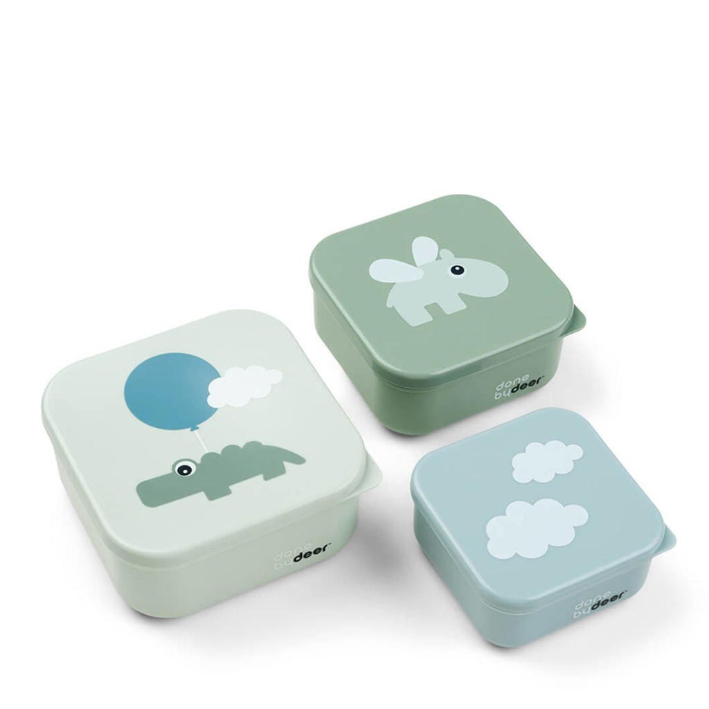 Done by Deer snackbox-set Happy Clouds (set van 3) - Groen