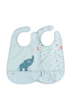 Waterdichte slabbetjes met klittenband Elphee (set van 2) - Blauw