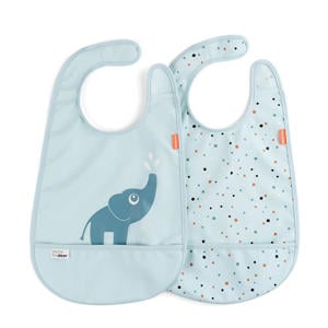 Waterdichte slabbetjes met klittenband Elphee (set van 2) - Blauw