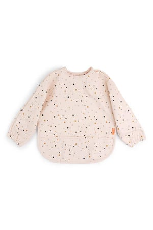 slabbetje met mouwen Happy dots - Powder