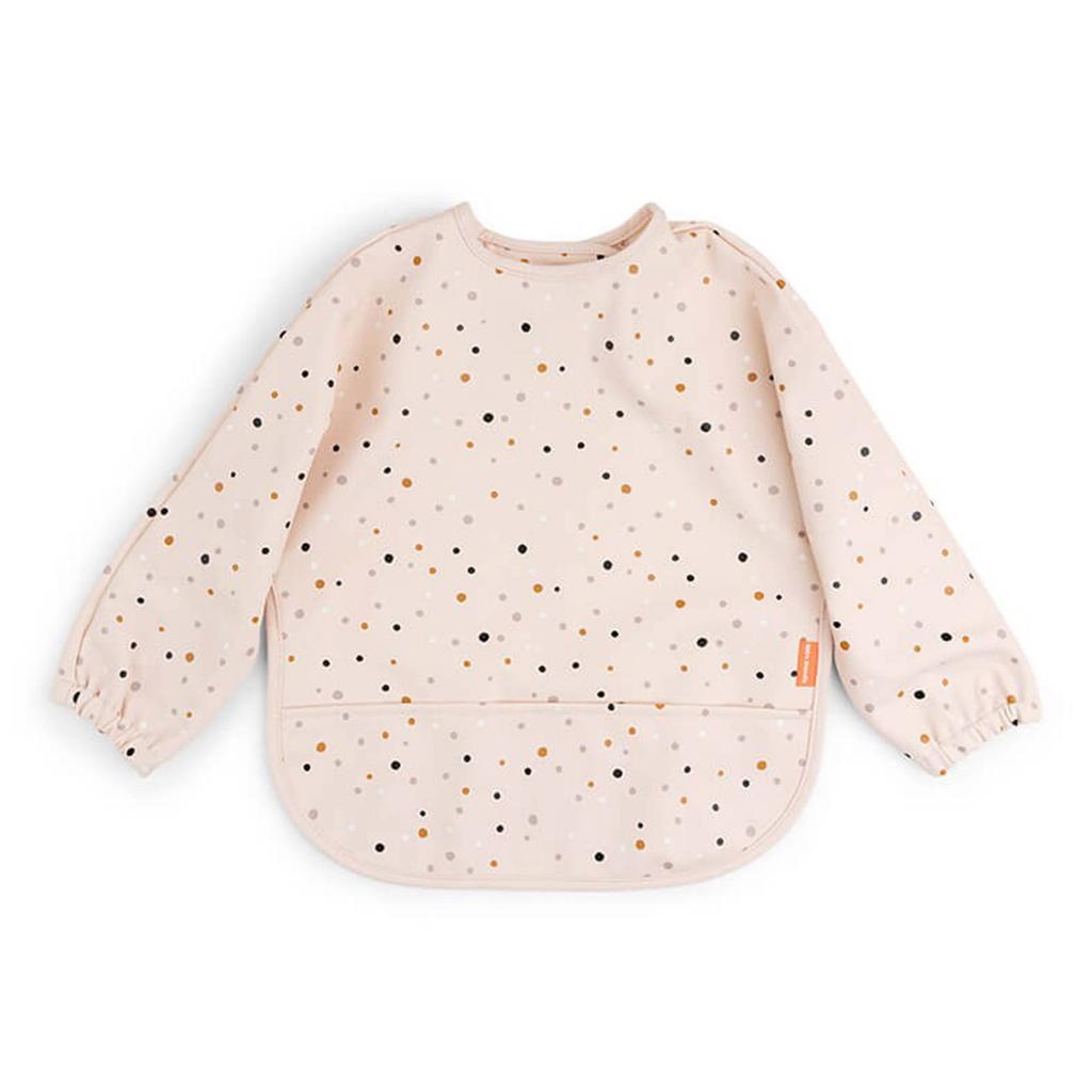 Done by Deer slabbetje met mouwen Happy dots - Powder