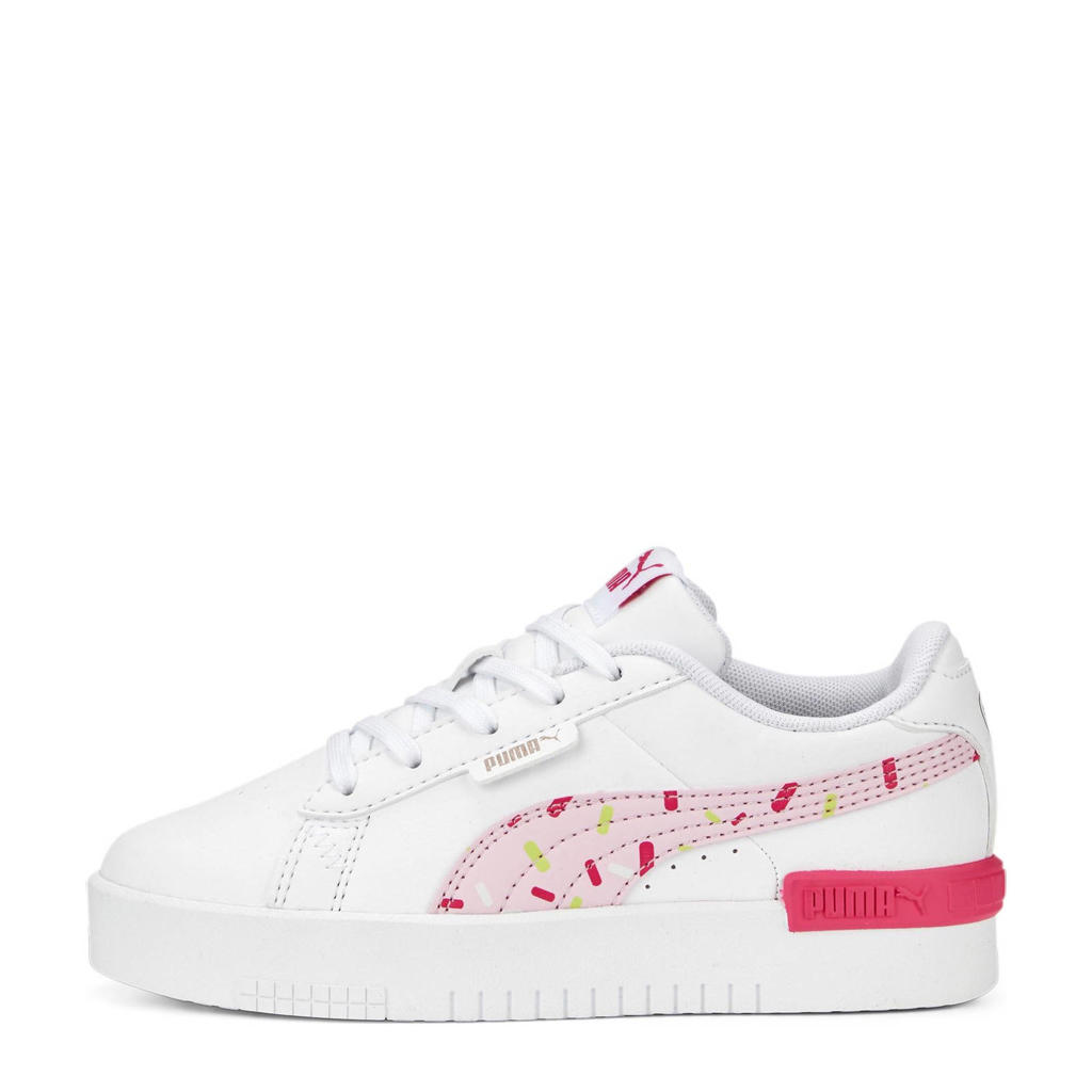 Wit, fuchsia en roze meisjes Puma Jada Crush sneakers van imitatieleer met veters en printopdruk
