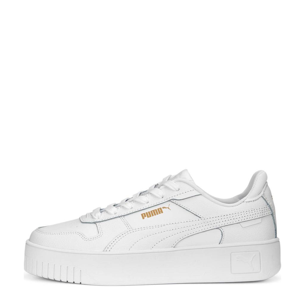 Witte dames Puma Carina Street sneakers van leer met imitatieleer met veters