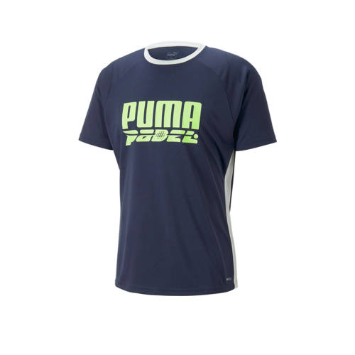 Puma sport T-shirt donkerblauw/groen