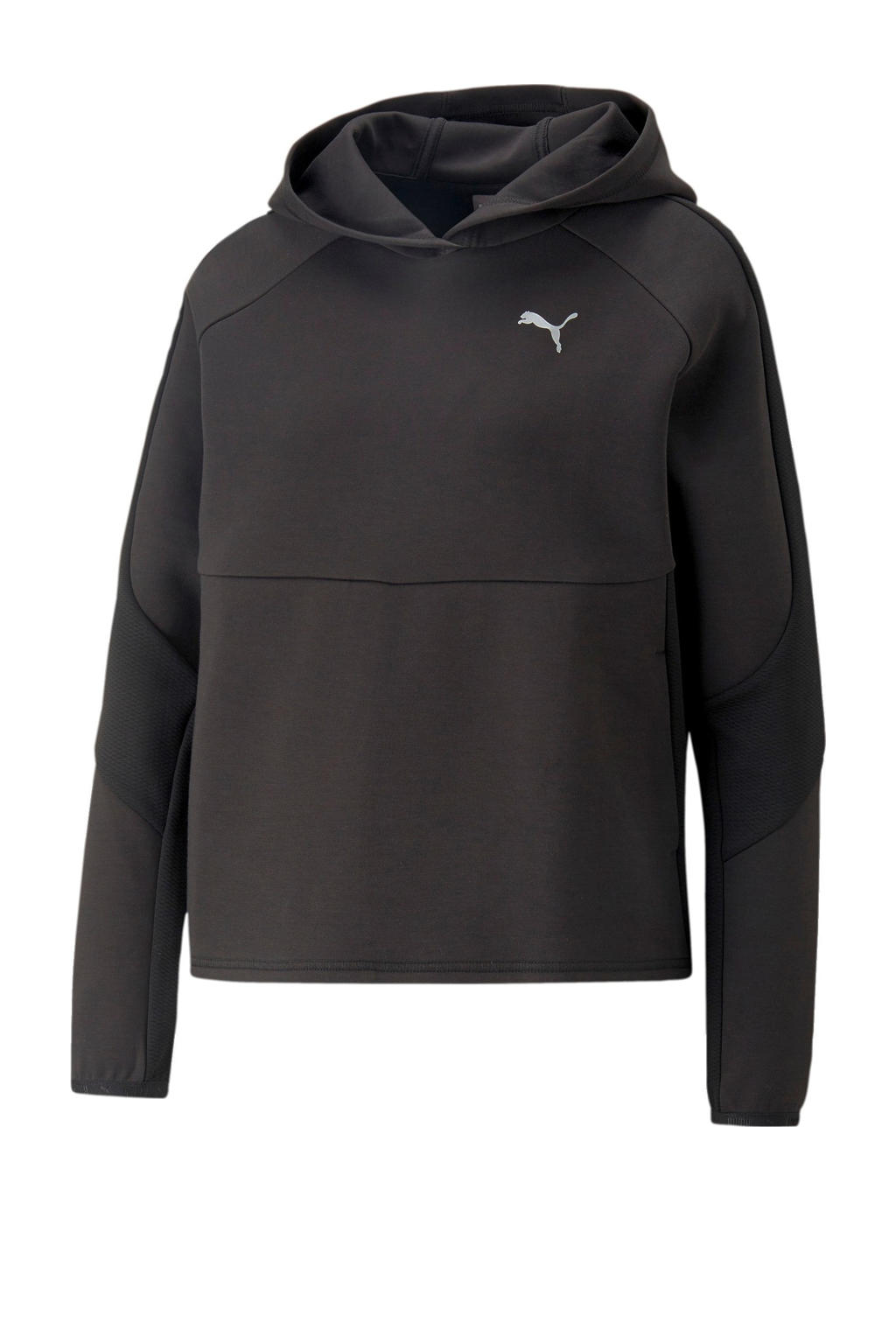 Zwarte dames Puma hoodie van katoen met logo dessin, lange mouwen en capuchon