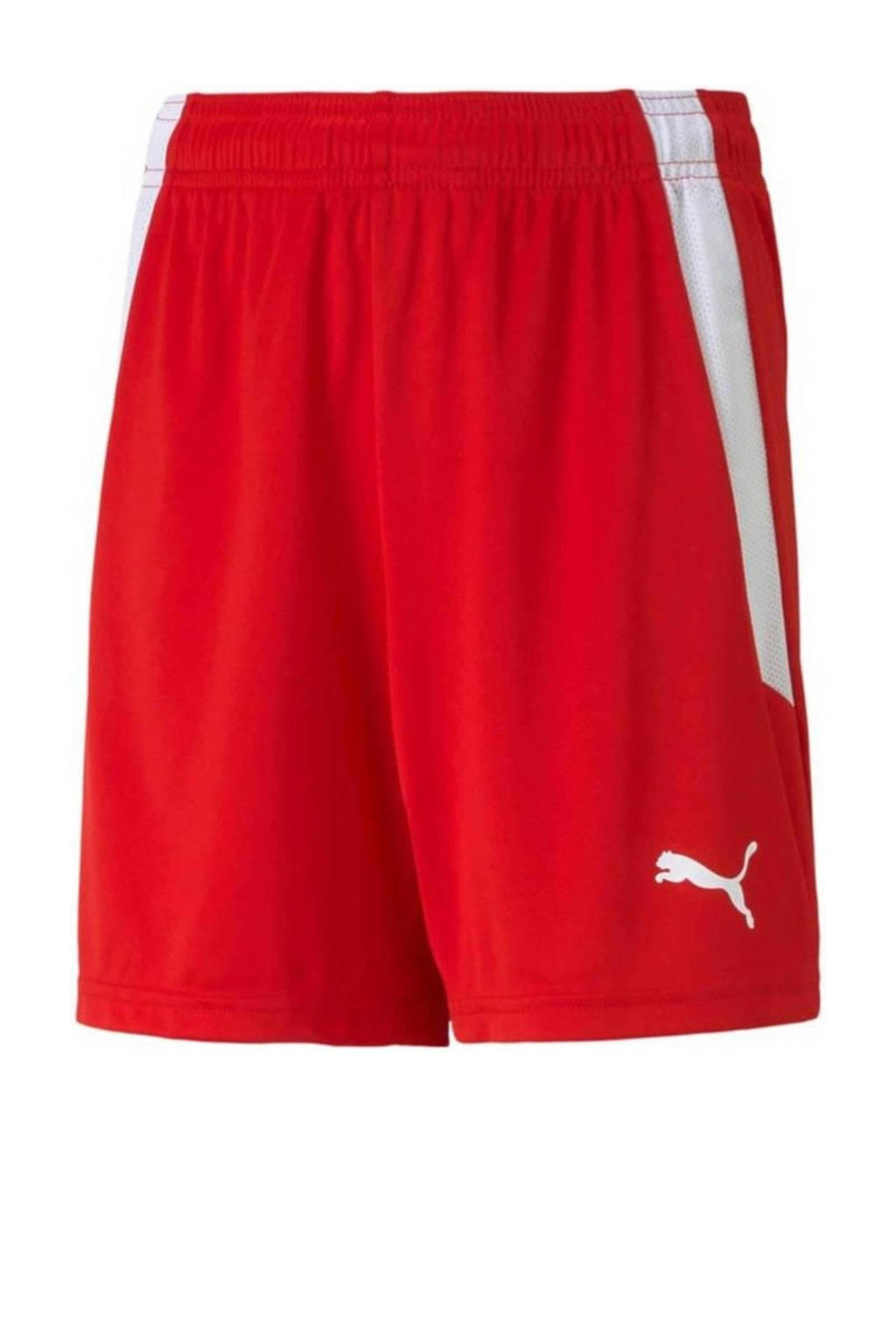 Rood en witte jongens en meisjes Puma Junior sportshort teamLIGA van polyester met regular fit, regular waist en elastische tailleband met koord
