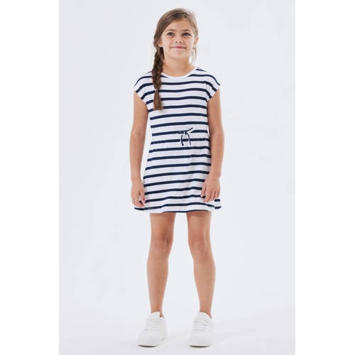 NAME IT KIDS gestreepte jurk NKFMIE donkerblauw/wit afbeelding