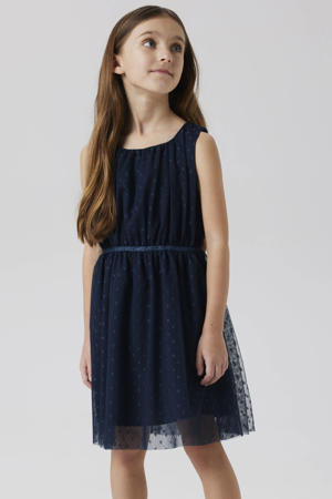 semi-transparante jurk NKFVABOSS met all over print donkerblauw