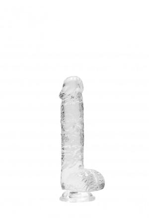 Realistische dildo Met Scrotum - Transparant - 17 cm